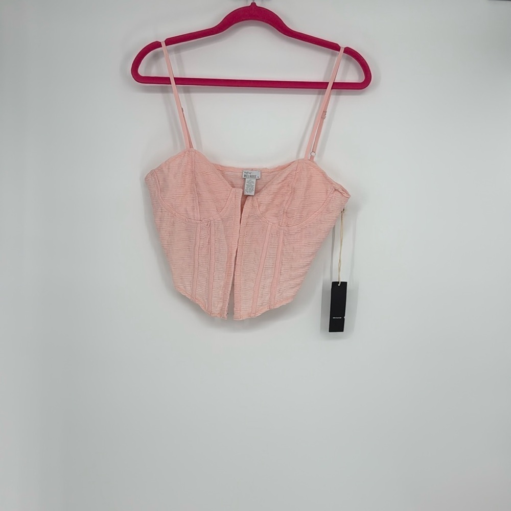 West of Melrose Pink Textured Corset Crop Top | Size XL | NWT